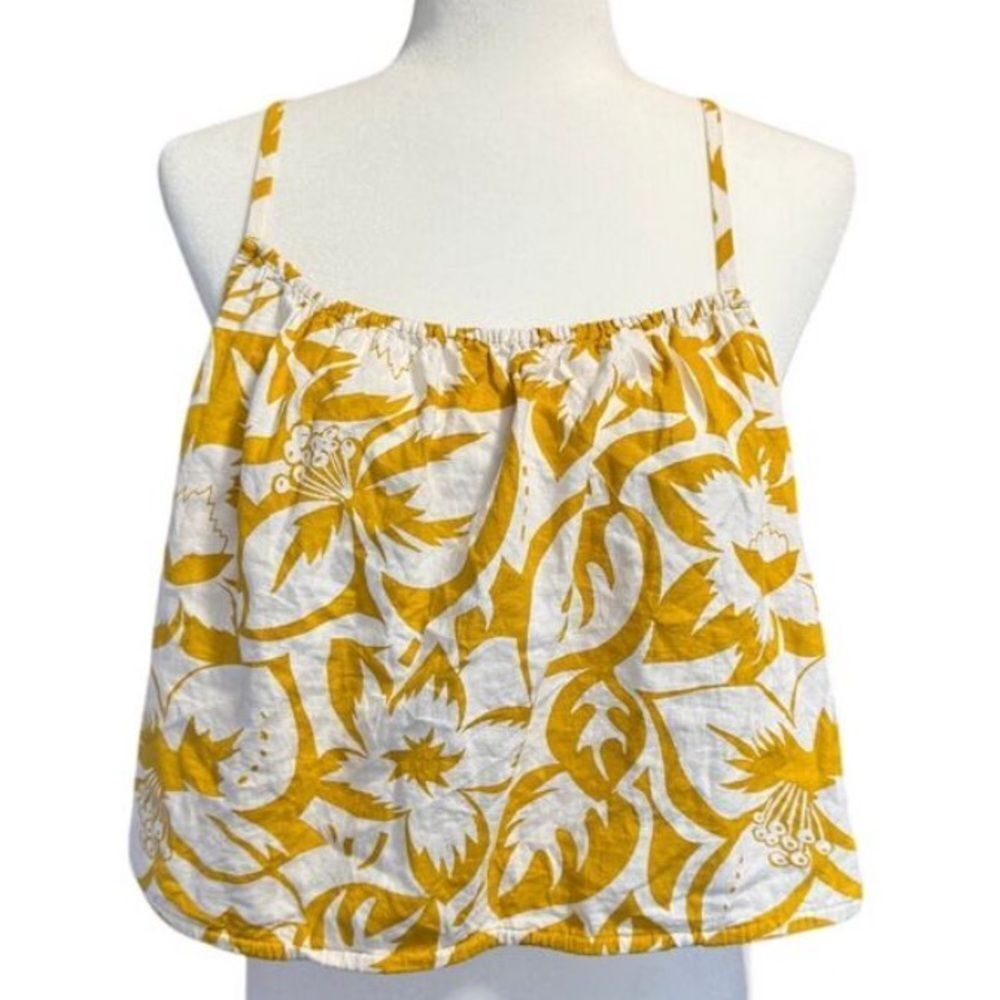 Madewell Yellow and White linen blend Floral Camisole size medium